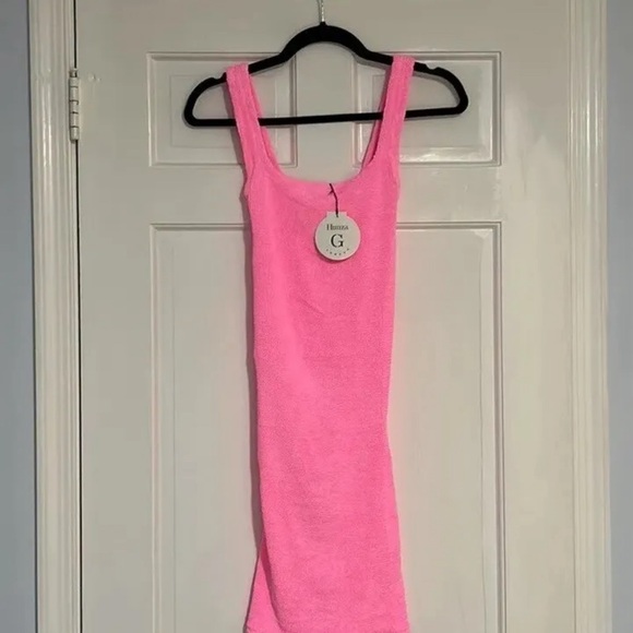 ❗️Sold❗️NWT Hunza G Pink Crinkle Tank Dress One Size 🩷 - Picture 10 of 14